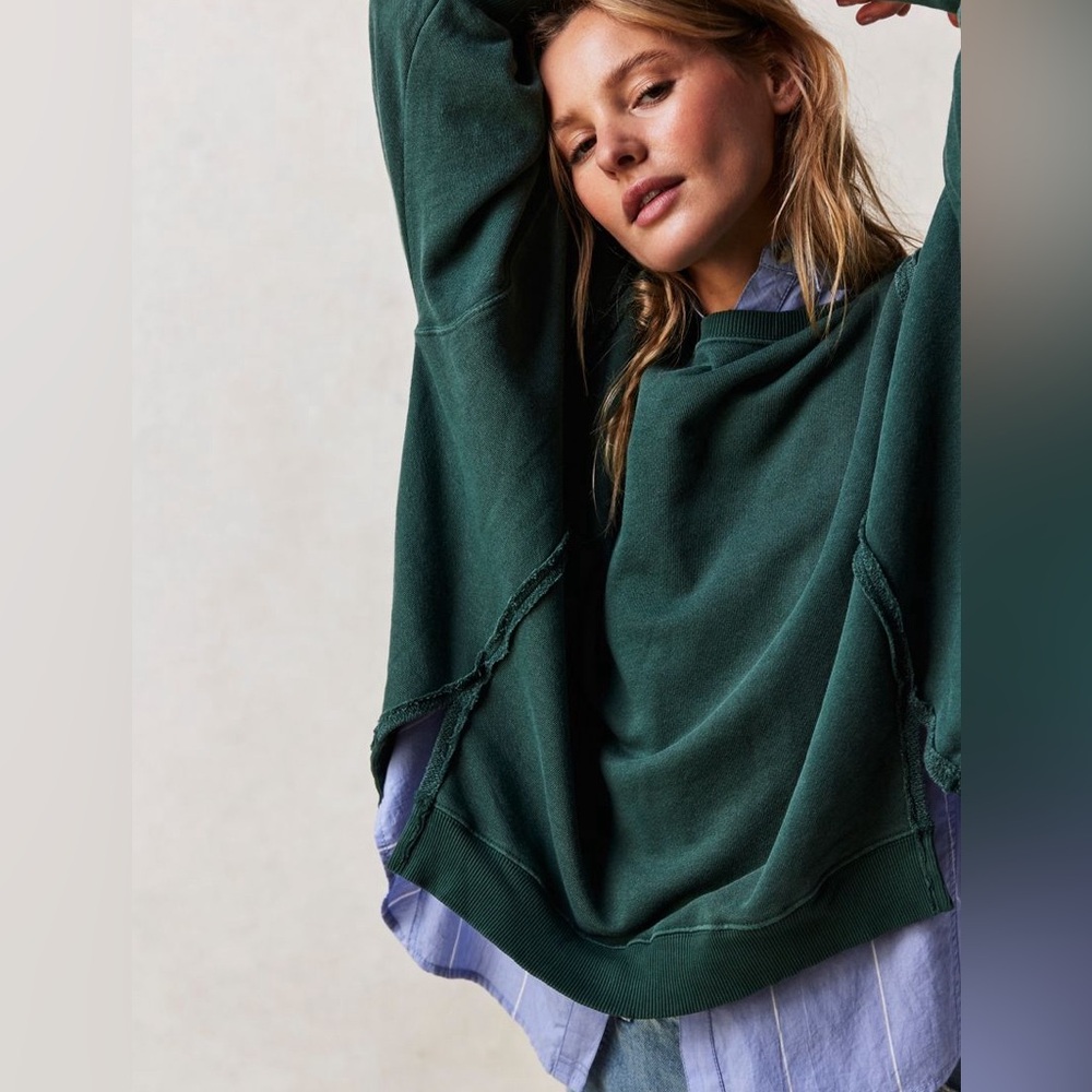 Free People We The Free Camden Sweatshirt NWOT Sz XL MSRP $78 Spruced Up